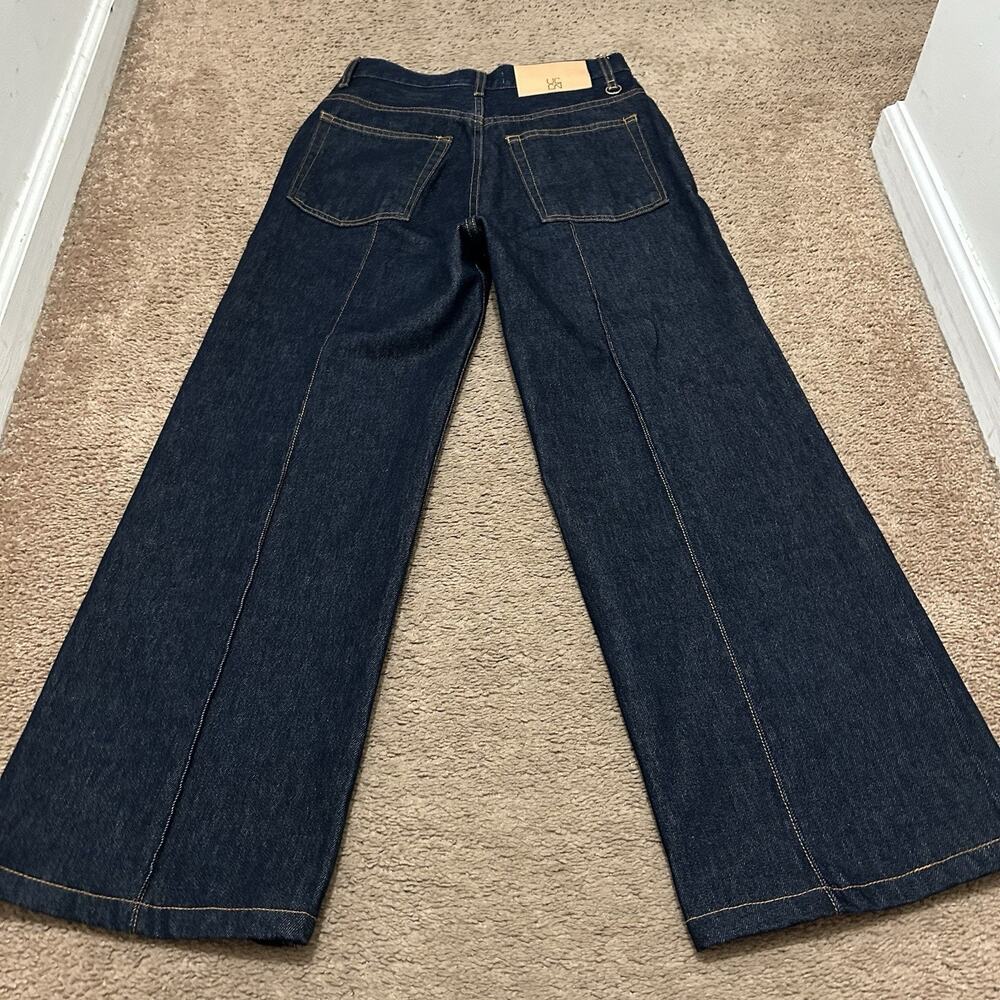 Ulla Johnson Denim Wide Leg Front & Back Seam Jeans Size 27 Dark Wash - Picture 9 of 10